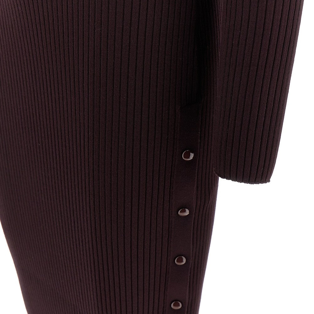 Ribbed long dress with snap buttons