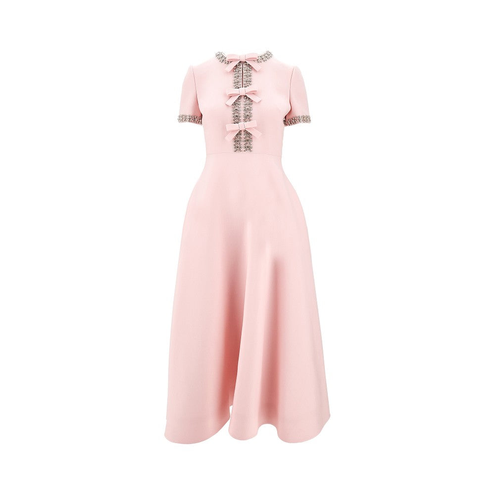 Abito midi in Crepe Couture con cristalli