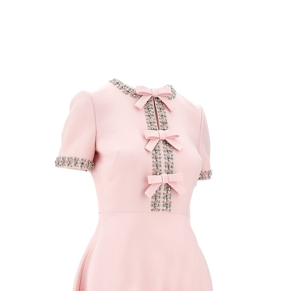 Abito midi in Crepe Couture con cristalli