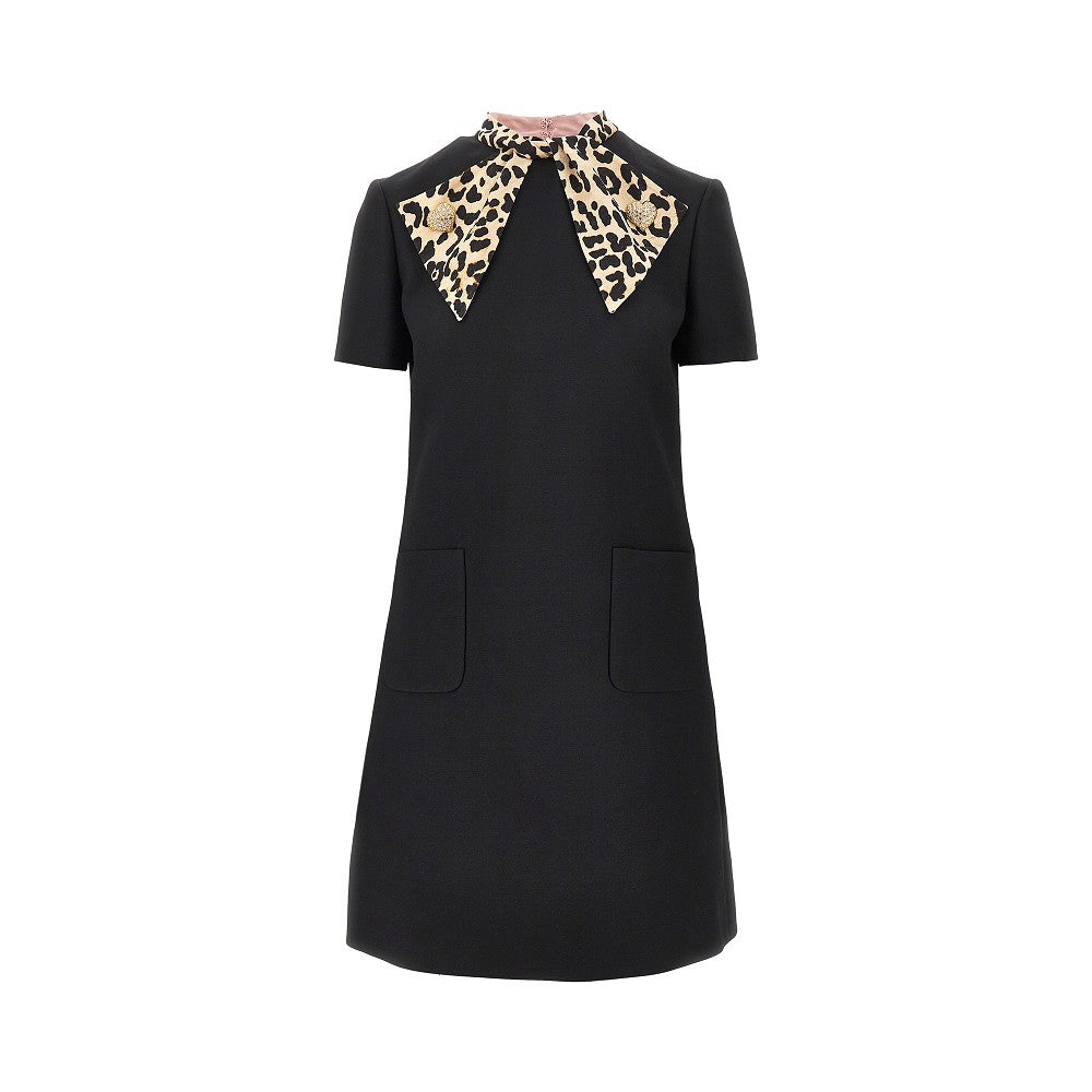Abito in Crepe Couture con fiocco Animalier