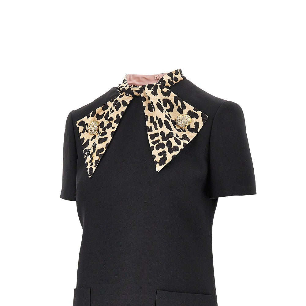 Abito in Crepe Couture con fiocco Animalier