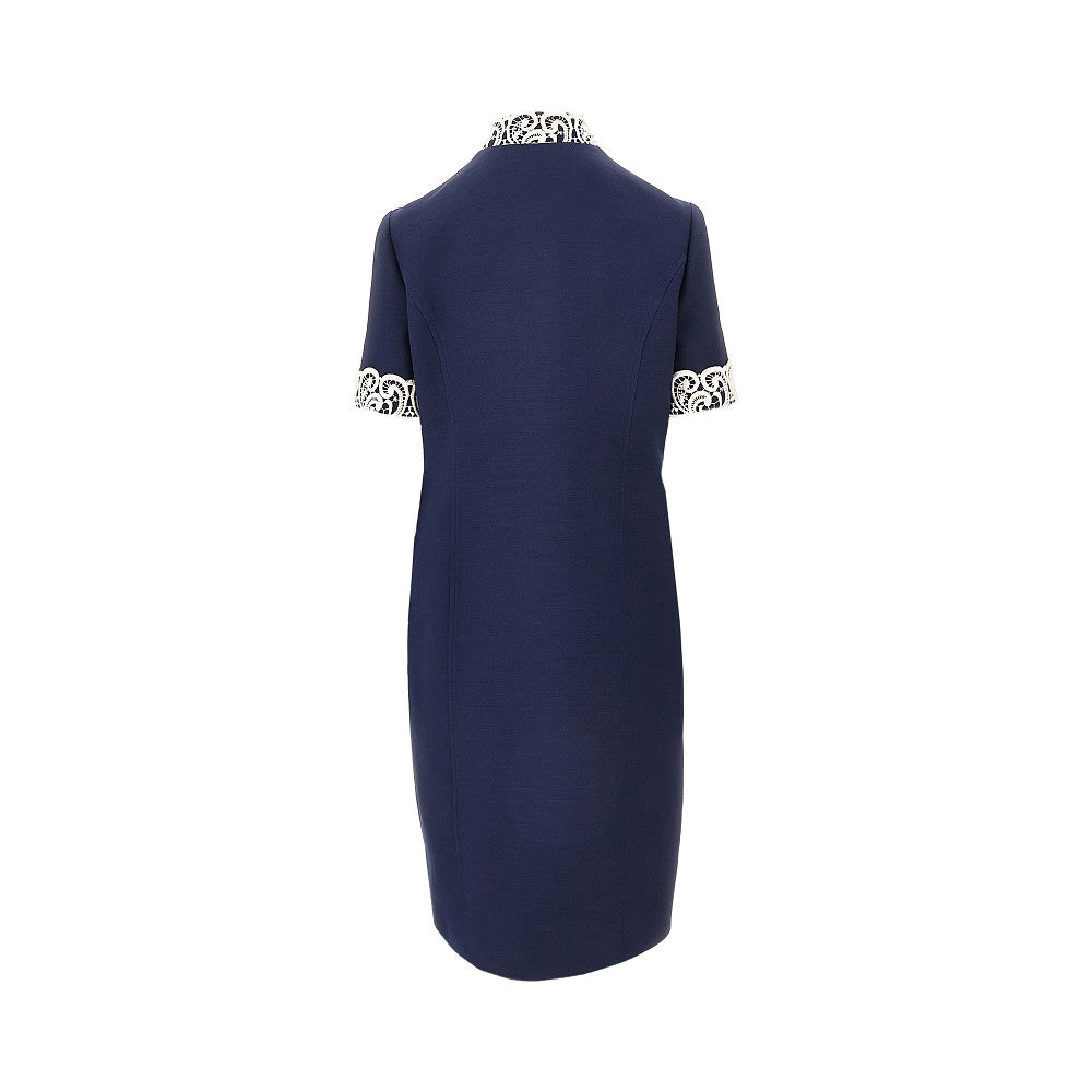 Abito in Crepe Couture con bordi in Macramè