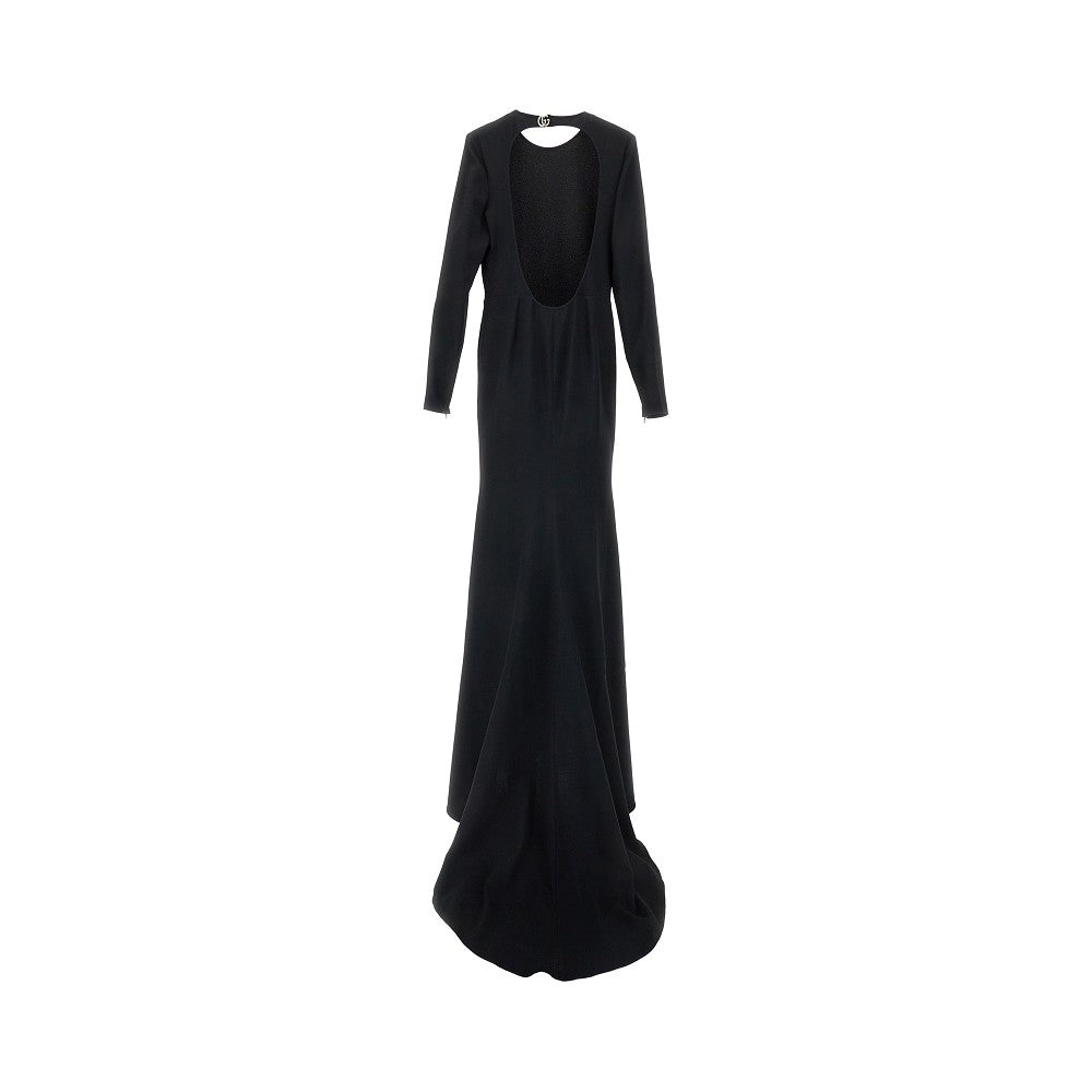 Maxi abito open-back in crepe