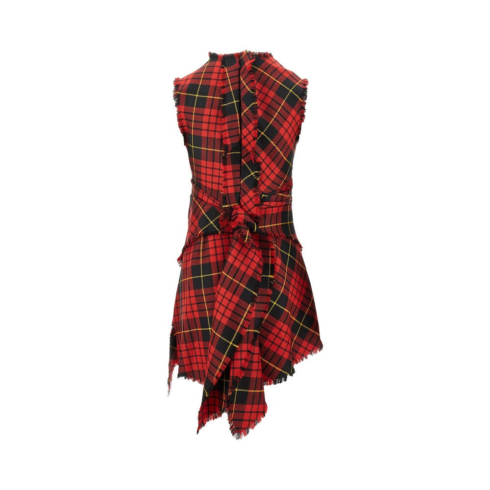 Distressed effect tartan mini dress