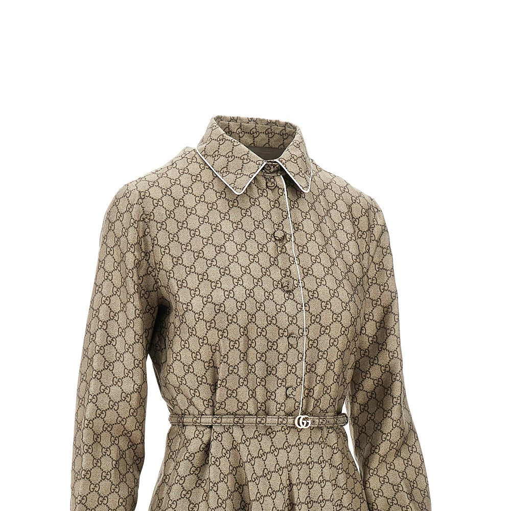Abito midi in twill di seta GG