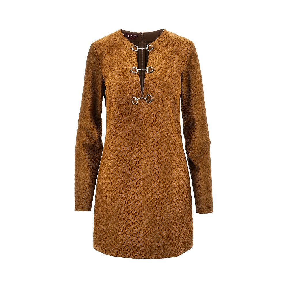 Mini abito in suede GG con Morsetti