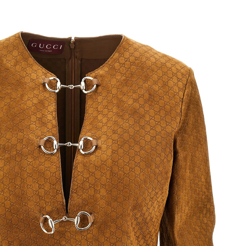 Mini abito in suede GG con Morsetti