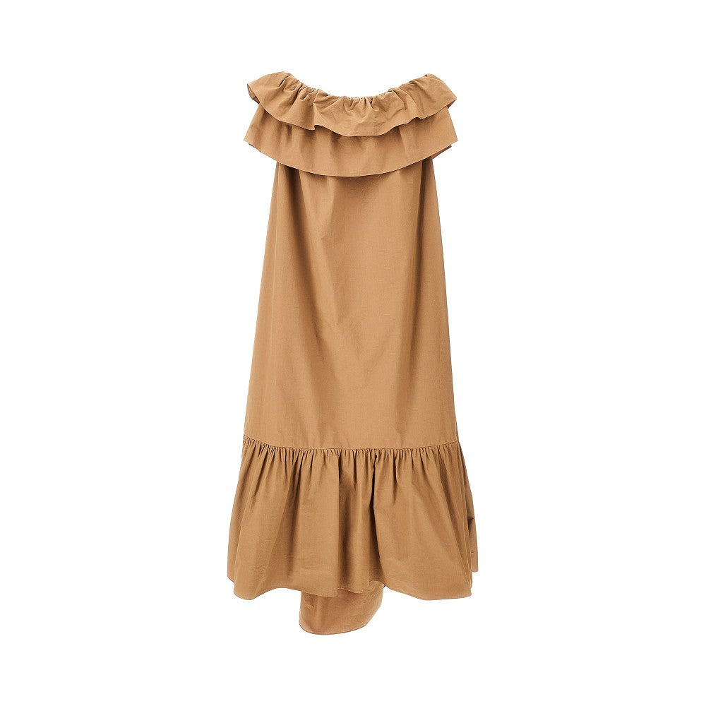 Cotton twill flounced maxi dress