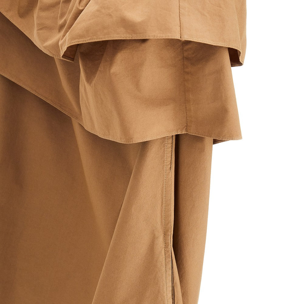 Cotton twill flounced maxi dress