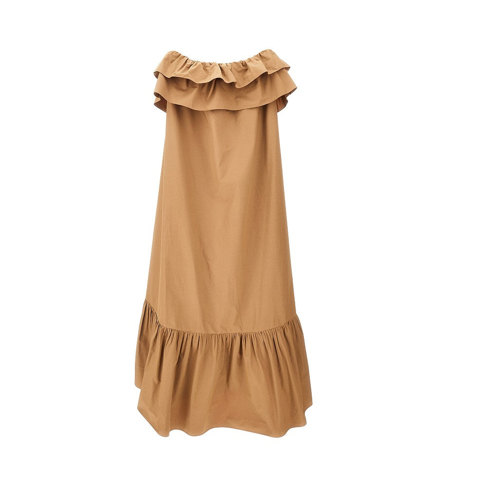 Cotton twill flounced maxi dress
