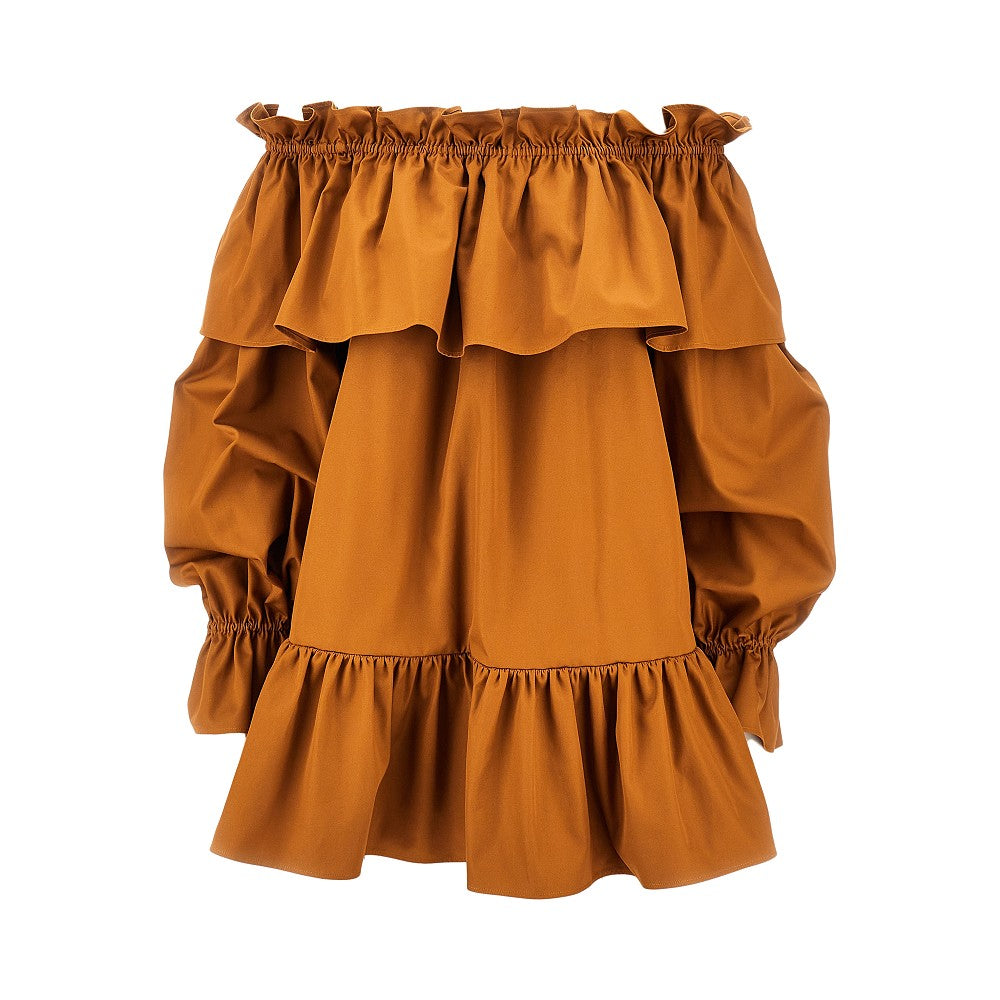 Mini abito in twill con balze
