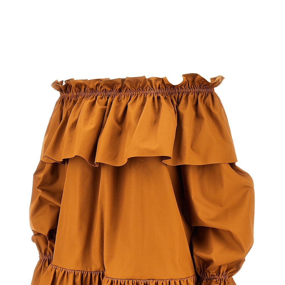 Mini abito in twill con balze
