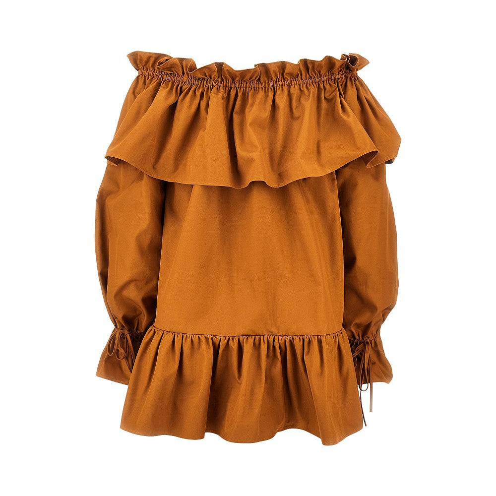 Mini abito in twill con balze
