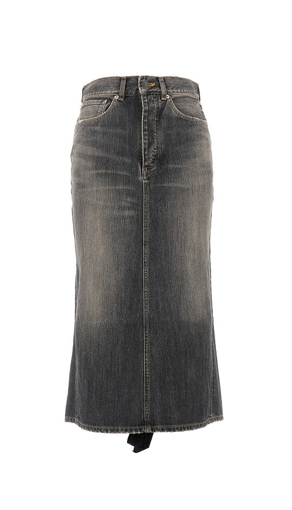 Denim midi skirt with laced back