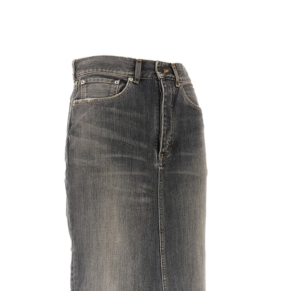 Denim midi skirt with laced back