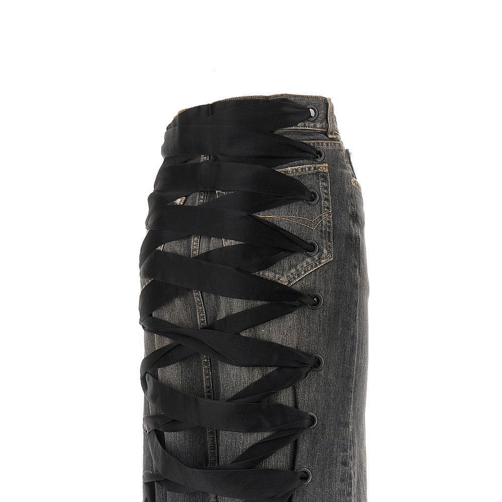 Denim midi skirt with laced back