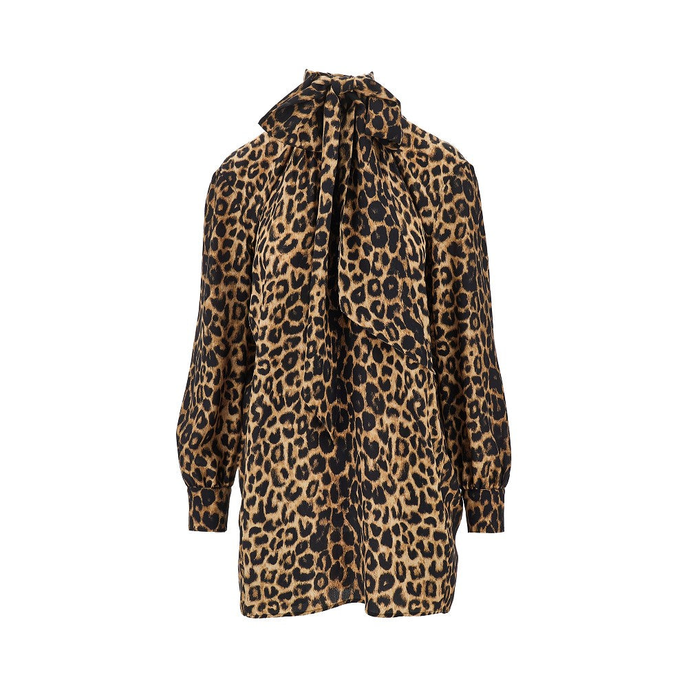 Mini abito in seta animalier