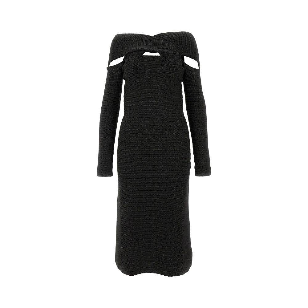Off-the-shoulder twisted knitted dress