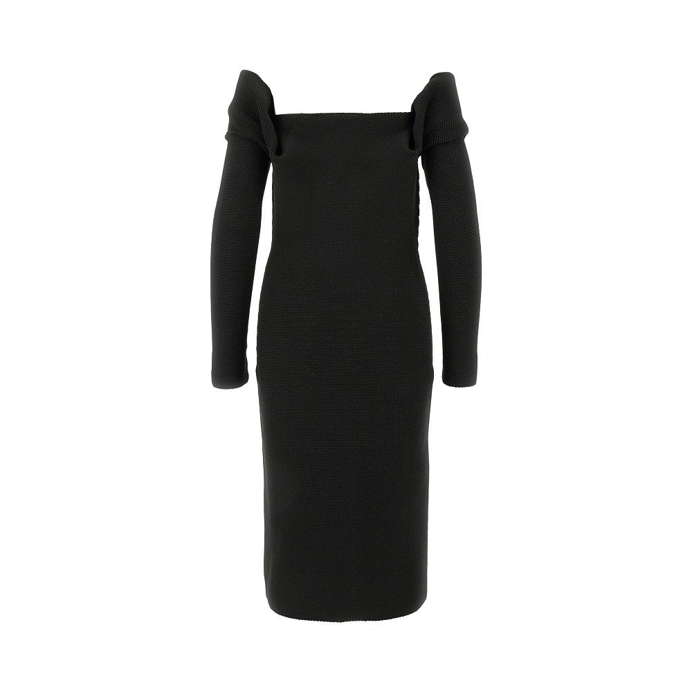 Off-the-shoulder twisted knitted dress
