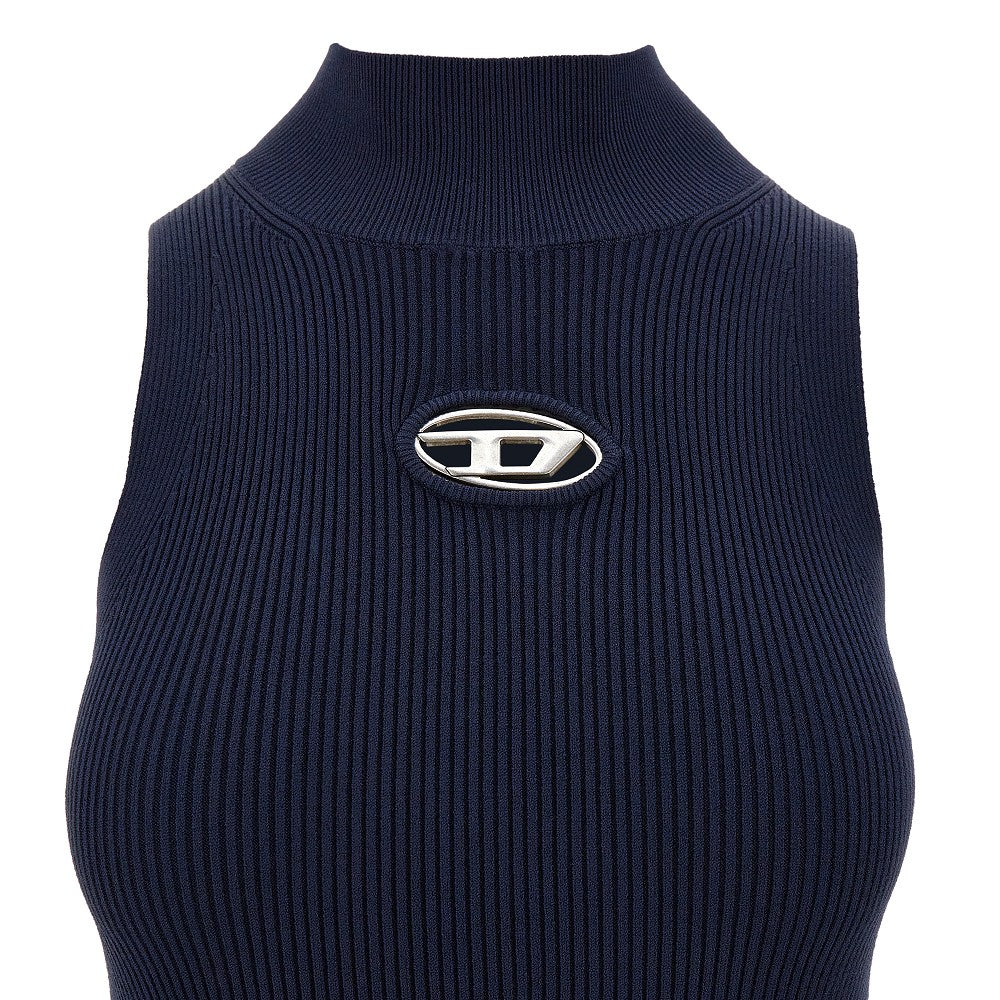 Mini abito in maglia con logo Oval D