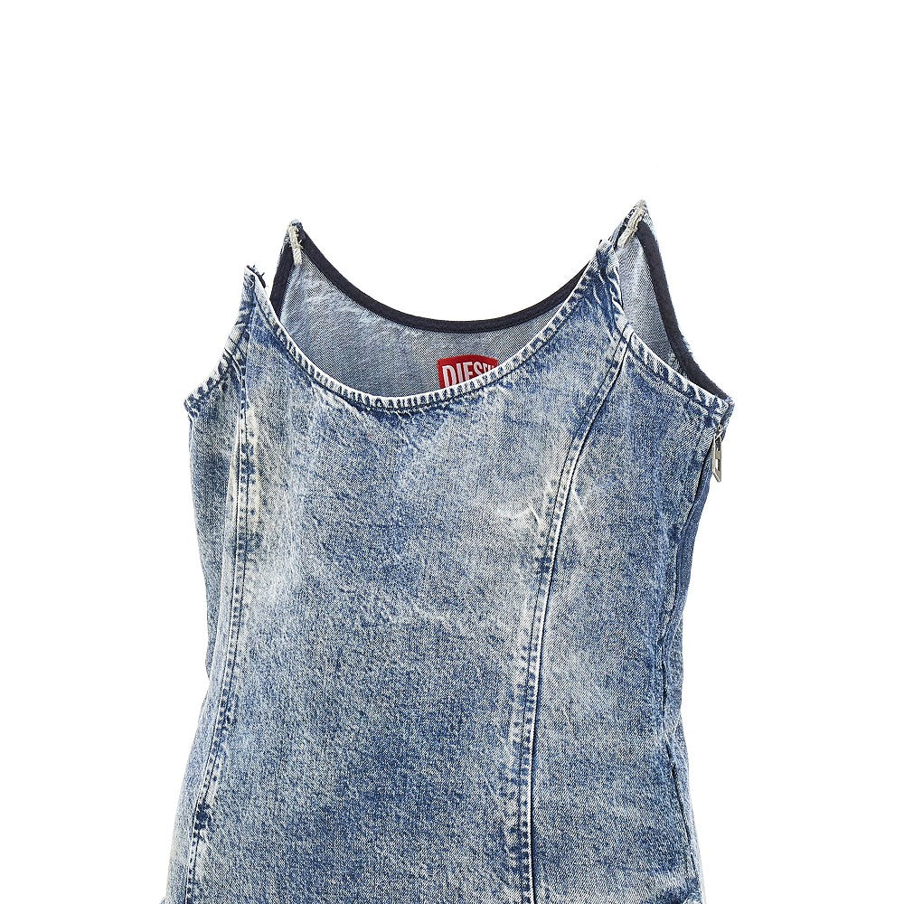 Mini abito in denim Tencel sfrangiato