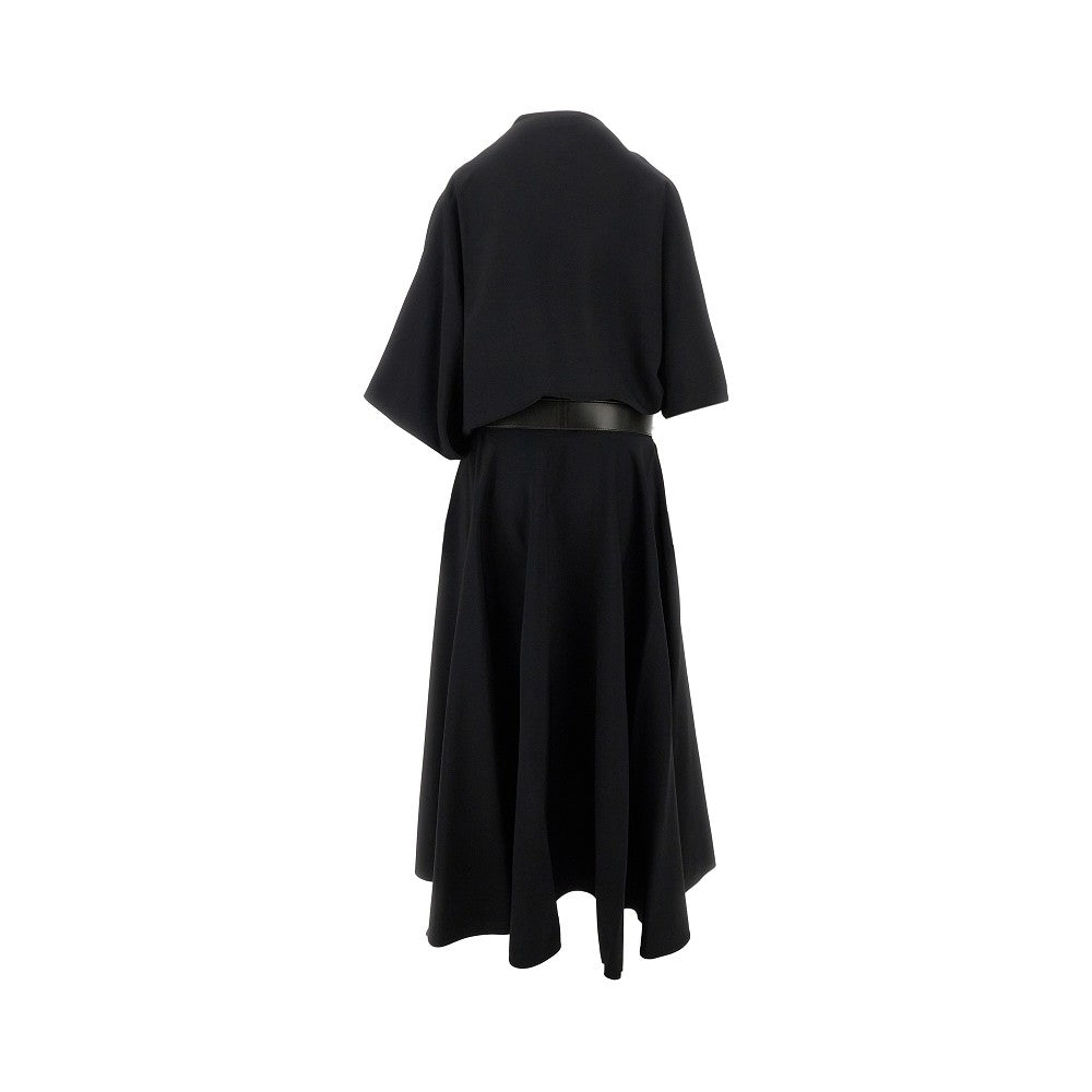 Abito asimmetrico in cady con cintura