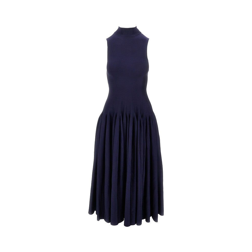 Knitted midi dress with godet