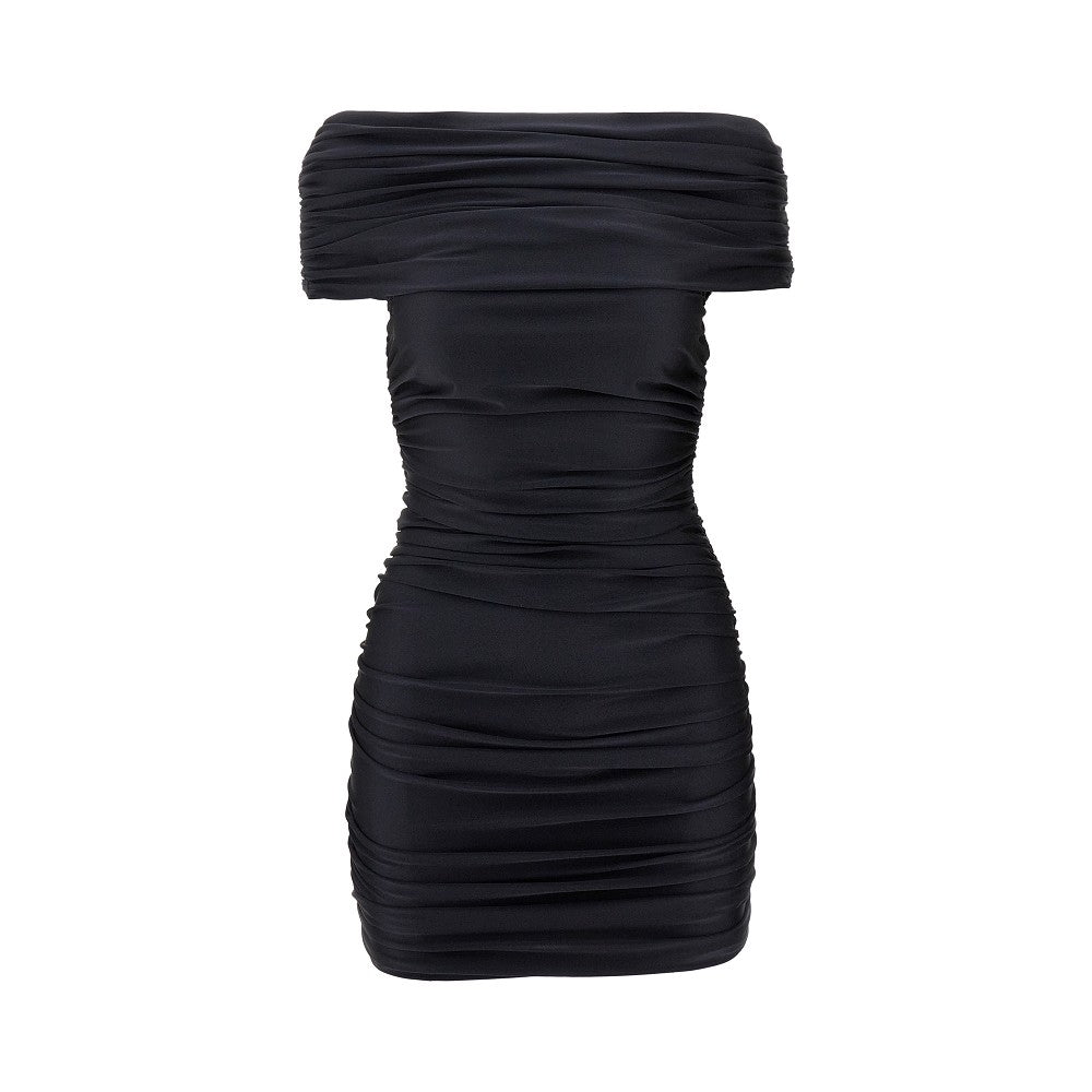 Draped off-the-shoulder mini dress