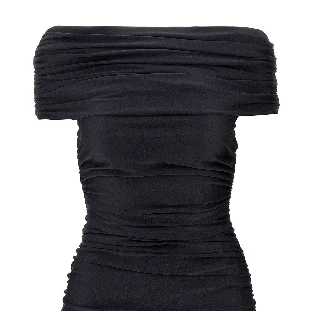 Draped off-the-shoulder mini dress