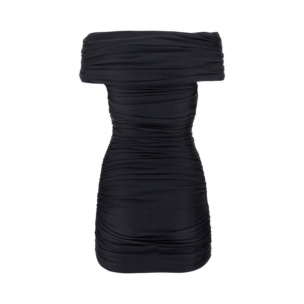 Draped off-the-shoulder mini dress