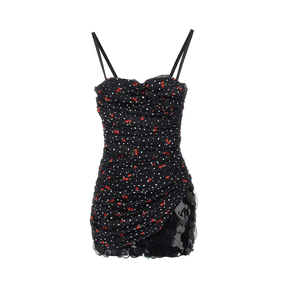 Mini abito in chiffon con paillettes