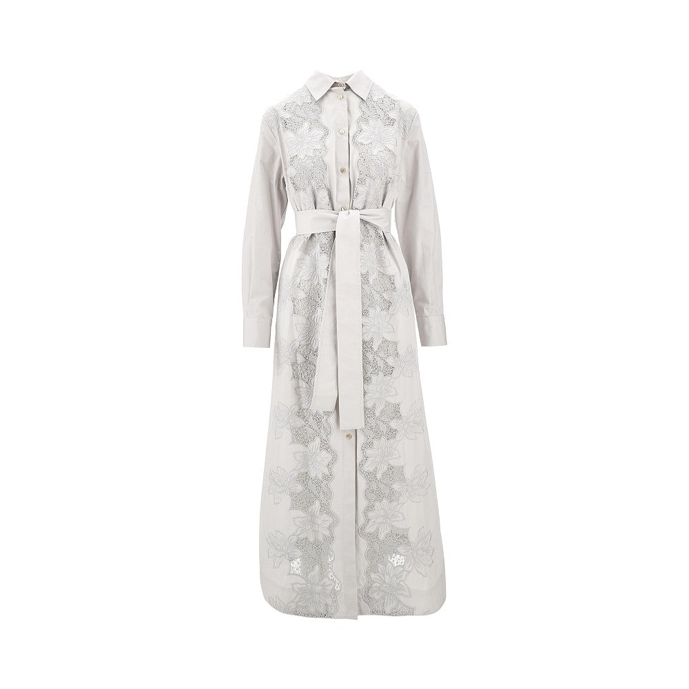 Long shirt dress with lace inserts