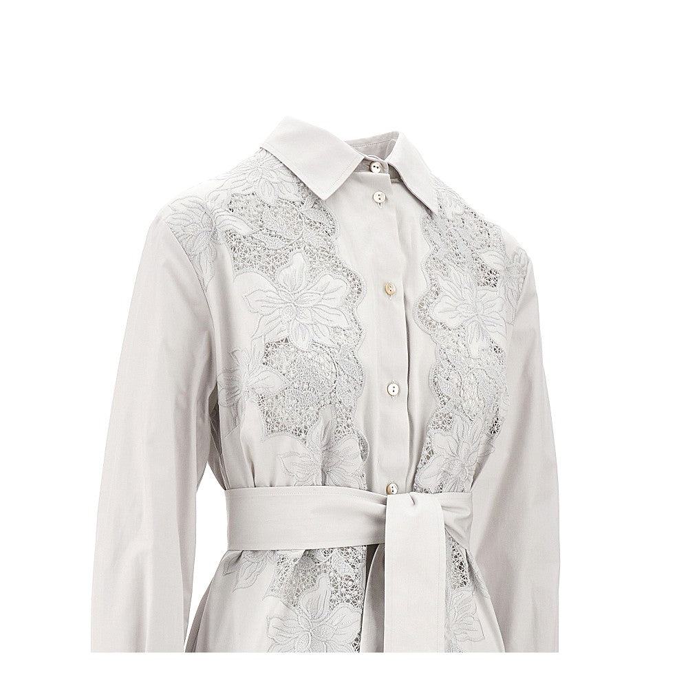 Long shirt dress with lace inserts