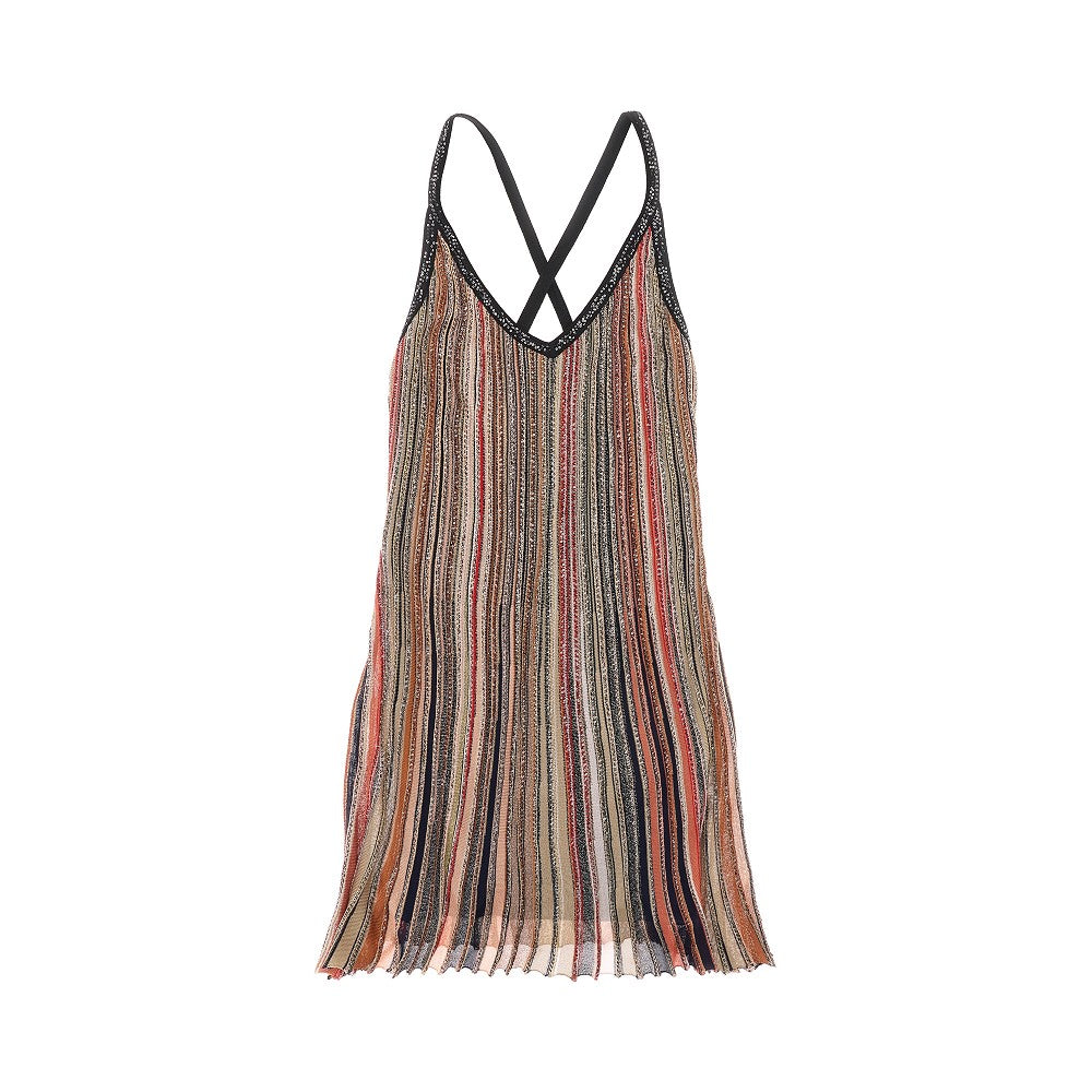 Mini abito in maglia lamé a righe