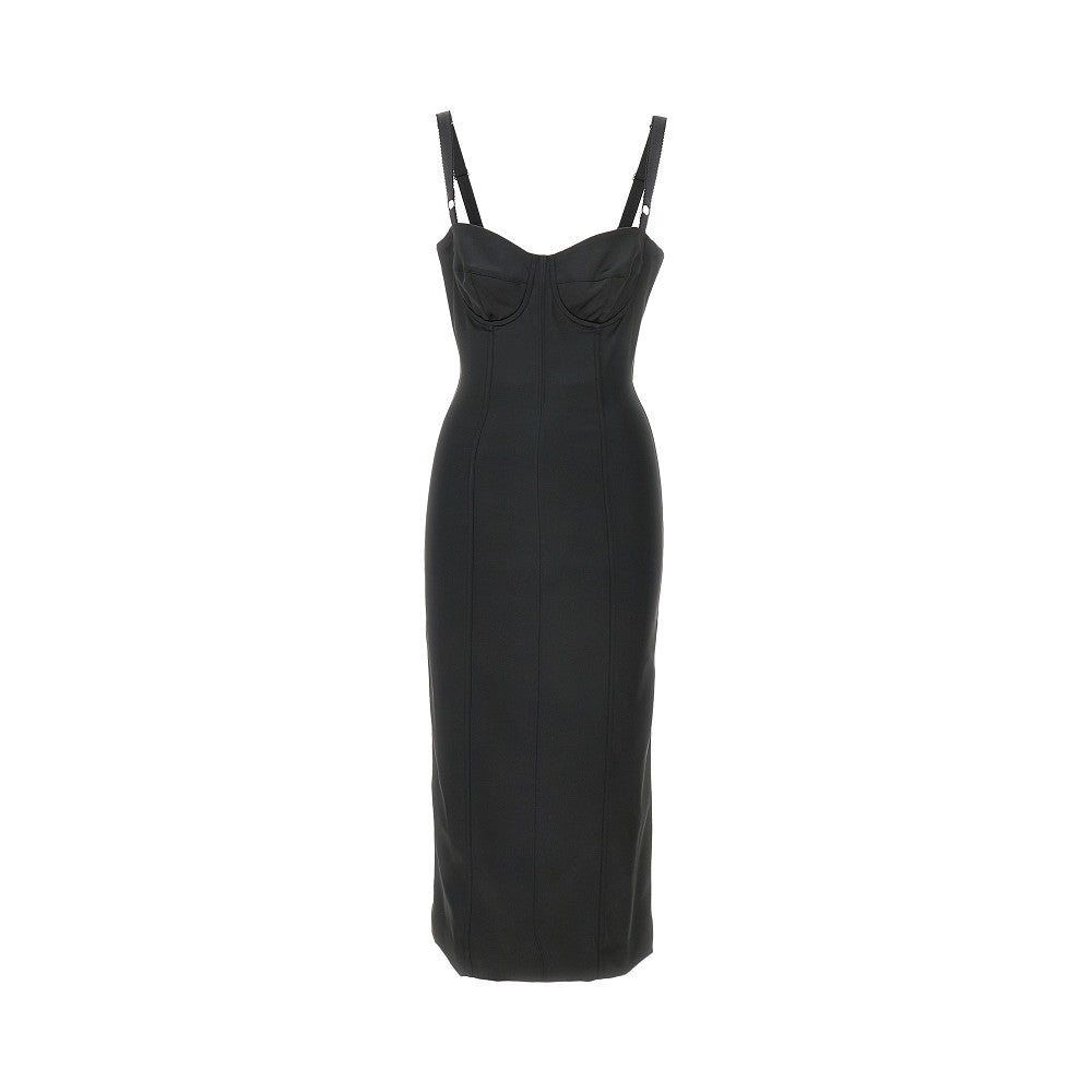 Abito longuette in raso stretch