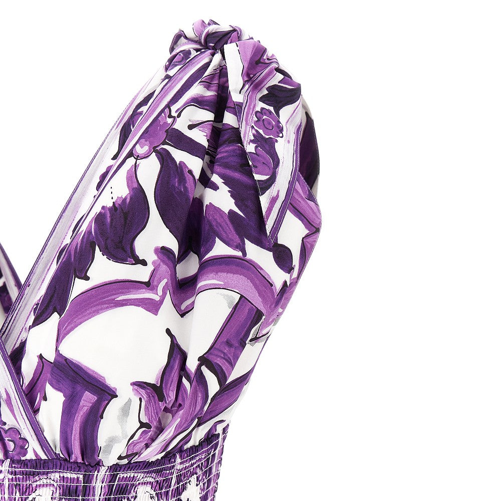 Abito lungo in popeline stampa maiolica