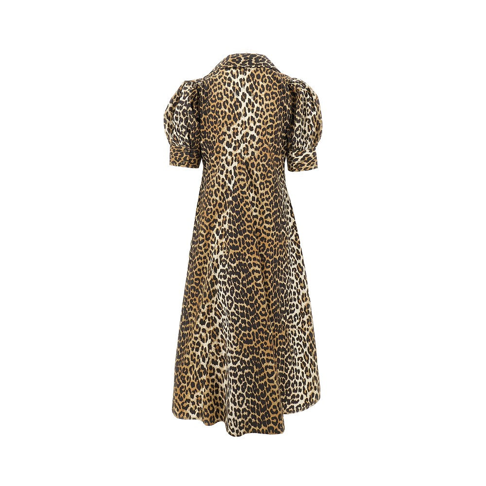 Abito midi in popeline leopardato
