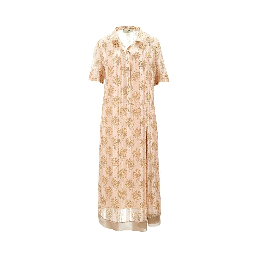 Bouquet print chiffon midi dres