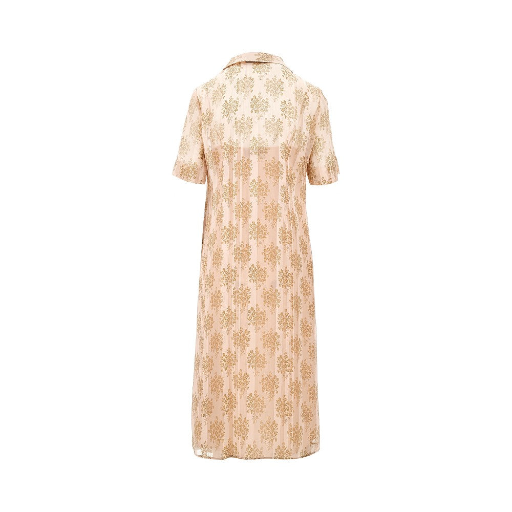 Bouquet print chiffon midi dres