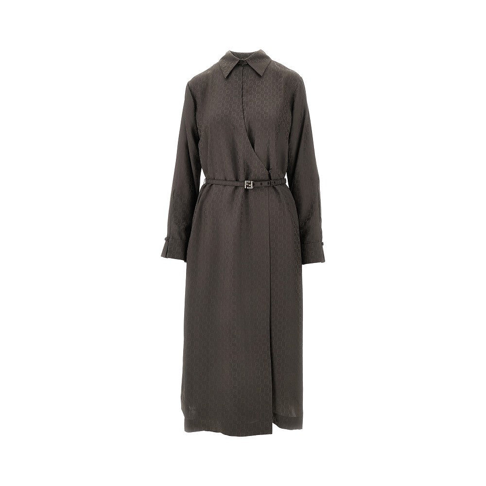 FF jacquard silk midi dress