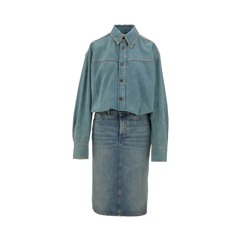 Knee-length denim dress
