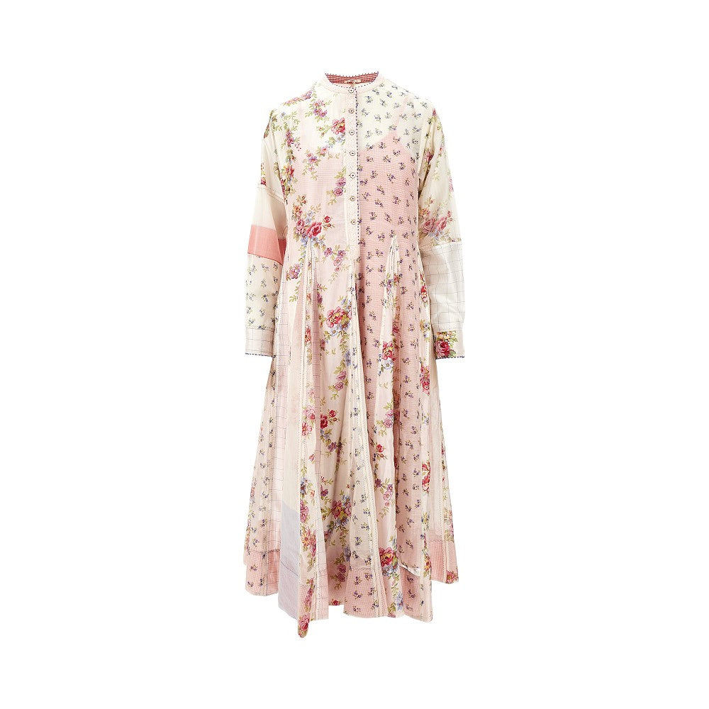 Patchwork voile midi dress