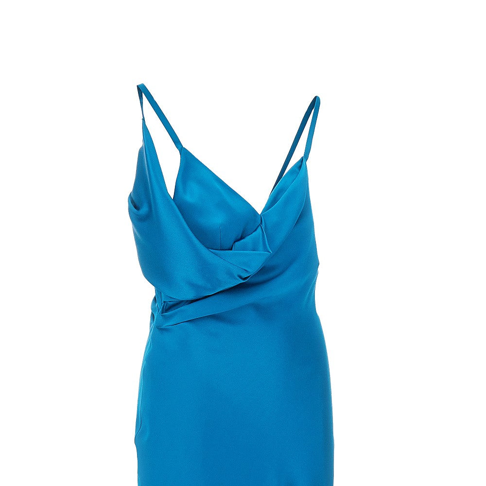 Satin midi dress with draping