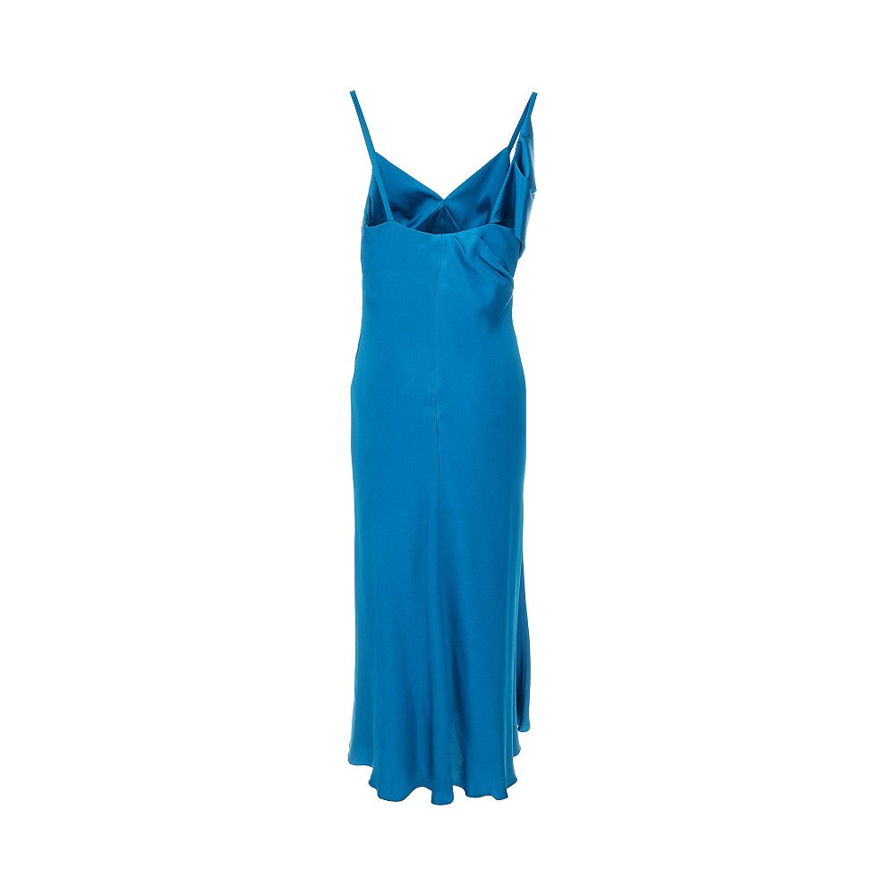 Satin midi dress with draping
