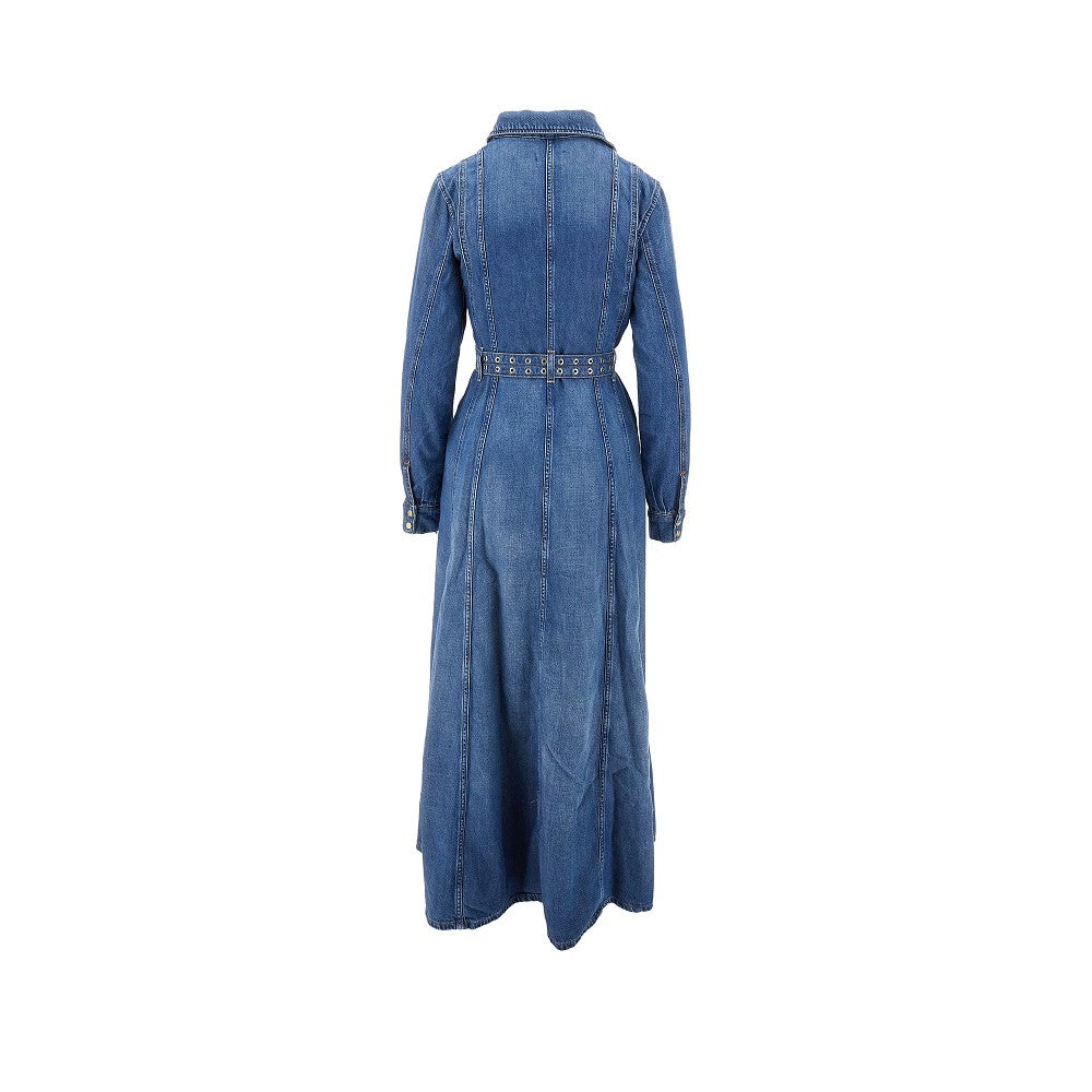 Denim long shirt dress