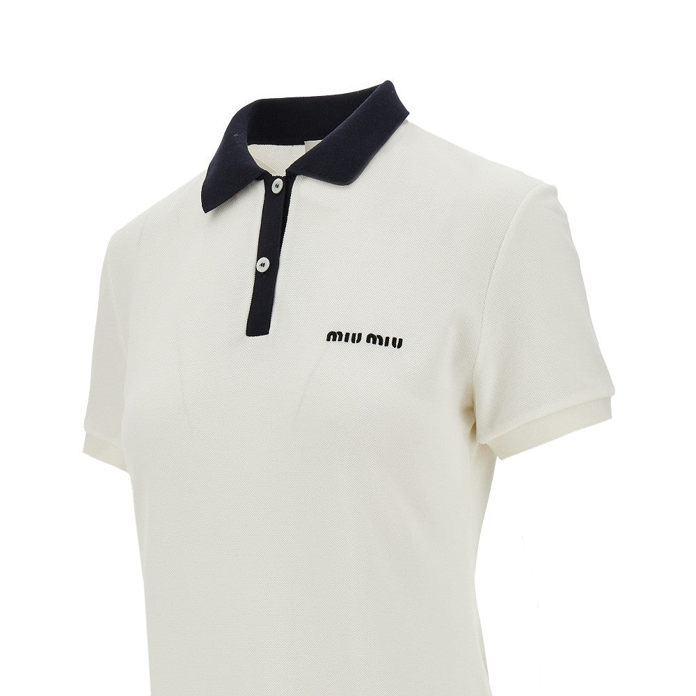 Mini abito in piquet con logo ricamato