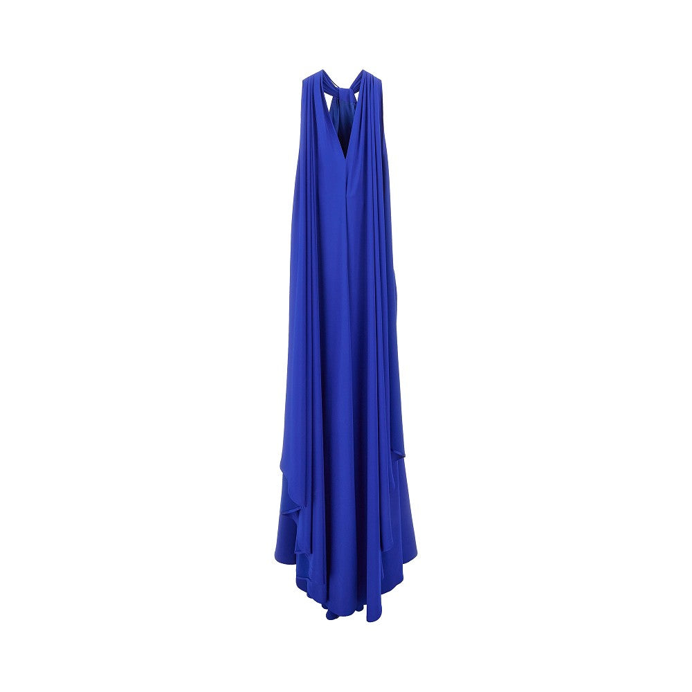 Abito lungo in satin con mantella integrata