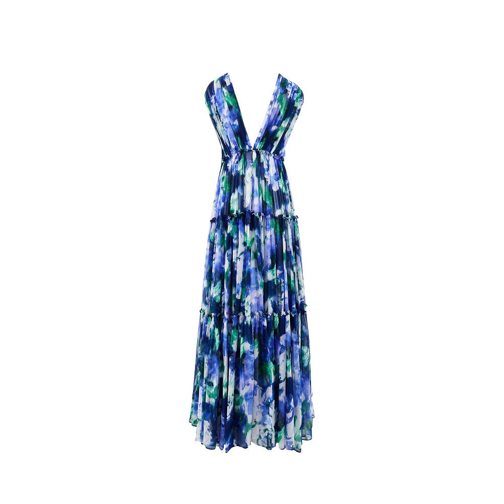 Maxi abito 'Arella' in georgette floreale