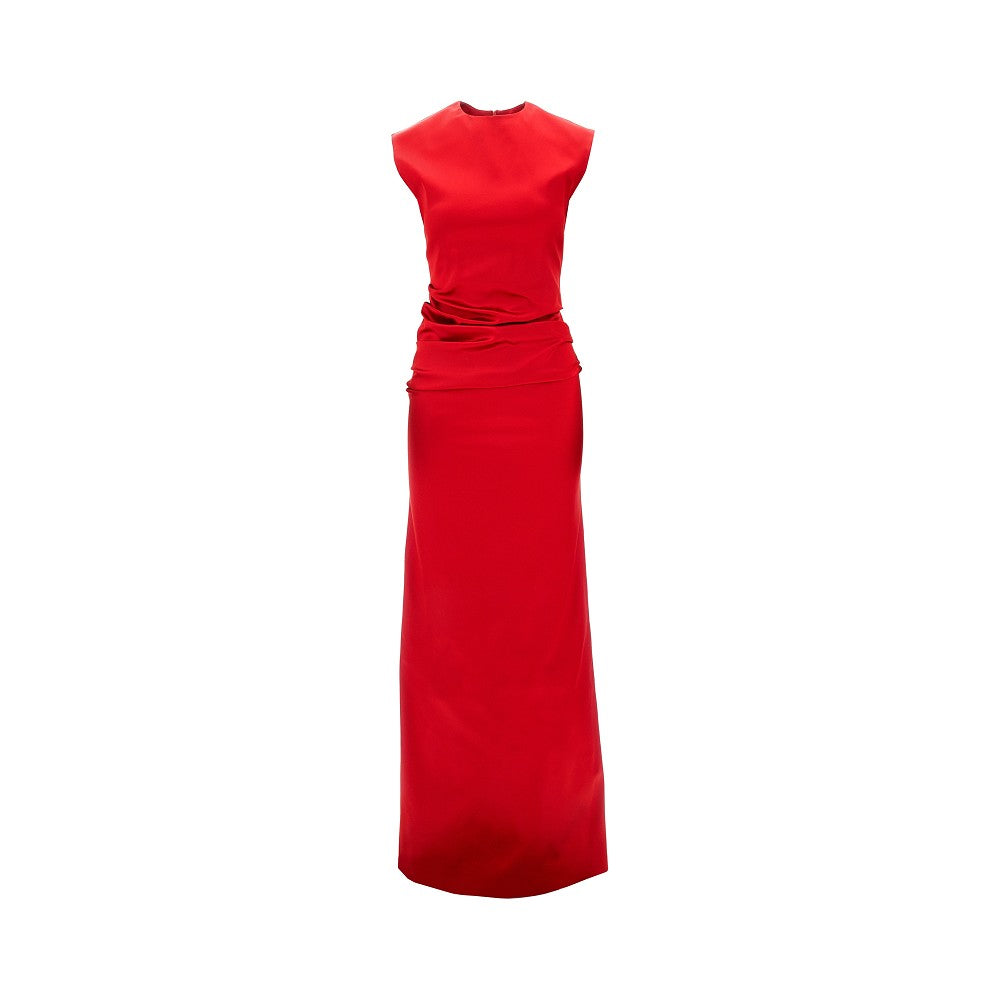 Abito lungo in satin drappeggiato