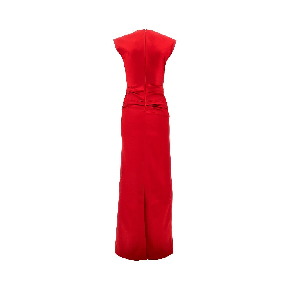 Abito lungo in satin drappeggiato